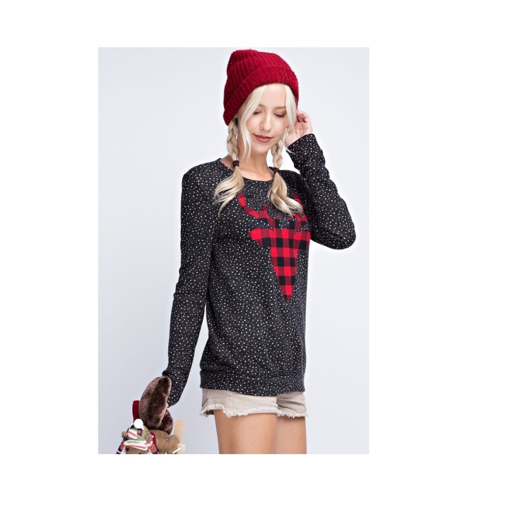 NWT  FUN & FLIRTY!  Polka-dot Plaid Elk Top - Picture 7 of 8
